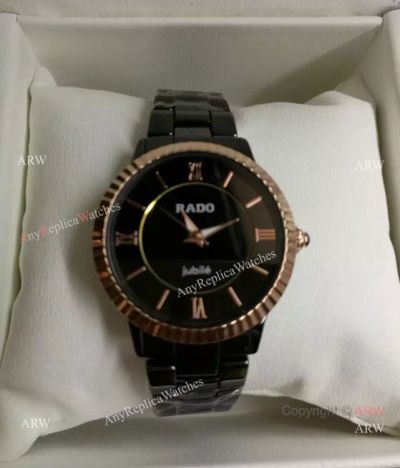 Rado Jubile Replica Wristwatch 2-Tone Rose Gold & Black Ceramic
